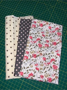 Floral & Polka Dot Cotton Fabric Bundle in Pink, Brown, Cream